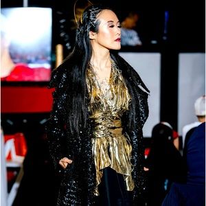 80's Vintage gold lame Dress Dave Johnny gold metallic Joseph Lara gown